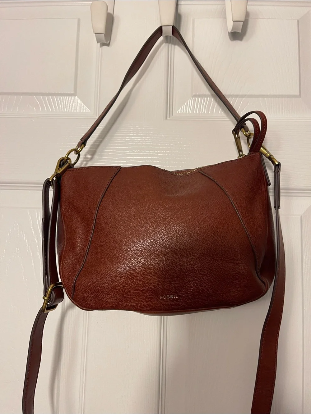 Fossil Cognac Brown Leather Crossbody Bag